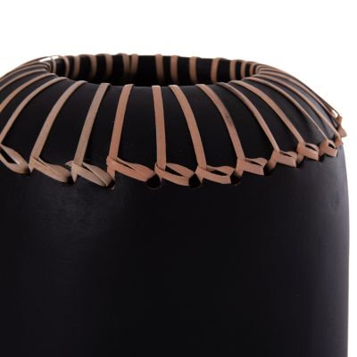 DECORATIVE TABLE VASE LENNOX HM4675.01S TERRACOTA IN BLACK--Φ18x33Hcm.
