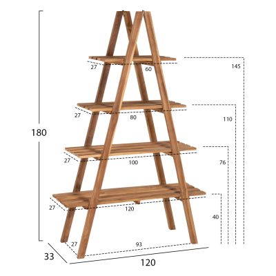 ЕТАЖ ЗА КНИЖИ STAM HM7895 ТИКОВО ДЪРВО В ЕСТЕСТВЕН ЦВЯТ 120x33x180Hcm