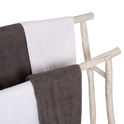 HANGER FOR TOWELS OREG HM7908 TEAK BRANCHES IN WHITE PATINA COLORING 90x28x77-91Hcm.
