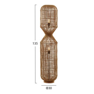 ПОДОВА ЛАМПА HM4357 МЕТАЛНО-ХАРТИЕНО ВЪЖЕ В КАФЯВО- 2 КРУШКИ Φ30x134Hcm.