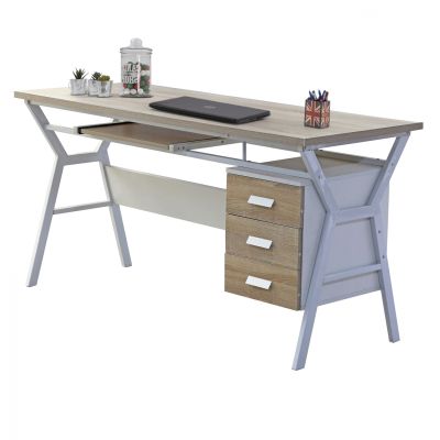 OFFICE WITH METAL FRAME HM2132.01 SONAMA WHITE 150X60X76Y cm.