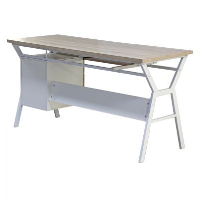 OFFICE WITH METAL FRAME HM2132.01 SONAMA WHITE 150X60X76Y cm.