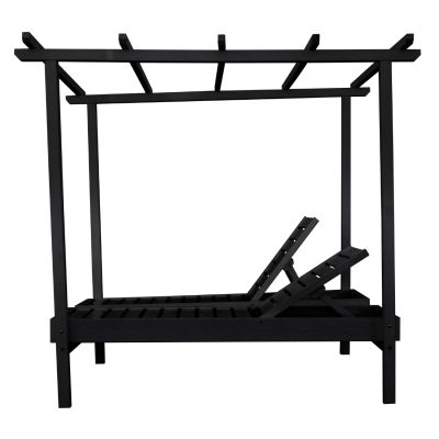 DECKCHAIR MYKONOS PROFESSIONAL DOUBLE WOODEN BLACK WITH CANOPY 205x167x212Hcm.HM5428.01