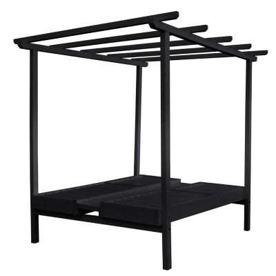 DECKCHAIR MYKONOS PROFESSIONAL DOUBLE WOODEN BLACK WITH CANOPY 205x167x212Hcm.HM5428.01