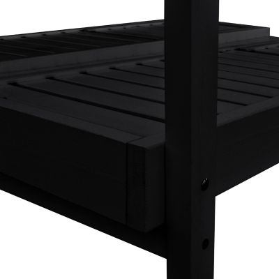 DECKCHAIR MYKONOS PROFESSIONAL DOUBLE WOODEN BLACK WITH CANOPY 205x167x212Hcm.HM5428.01