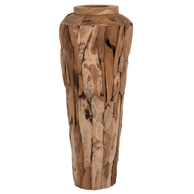 ДЕКОРАТИВНА ПОДОВА ВАЗА ZENIA ΗΜ7921 РЕЦИКЛИРАНИ ПАРЧЕТА ТИКОВО ДЪРВО В ЕСТЕСТВЕН ЦВЯТ Φ60x120Hcm.