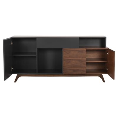 BUFFET PREDA HM9747 MDF WITH WALNUT & DARK GREY VENEER COLOR 167x28-40x80Hcm.