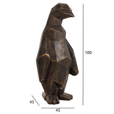 ПОДОВА ДЕКОРАЦИЯ ПИНГВИН HM7914 GRC В ЦВЯТ ЧЕРНА ПАТИНА СЪС ЗЛАТНИ ДЕТАЙЛИ 45x45x100Hcm.