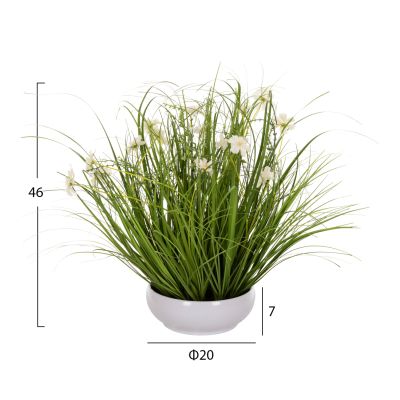 DECORATIVE SYNTHETIC PLANT IN POT HM4026 GRASS IN WHITE POT 46H cm.