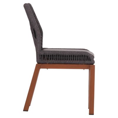 ALUMINUM DINING CHAIR HOWARD HM5547.11 BROWN COLOR--ROPE & CUSHION IN DARK GREY 55.5x60x84.5Hcm.