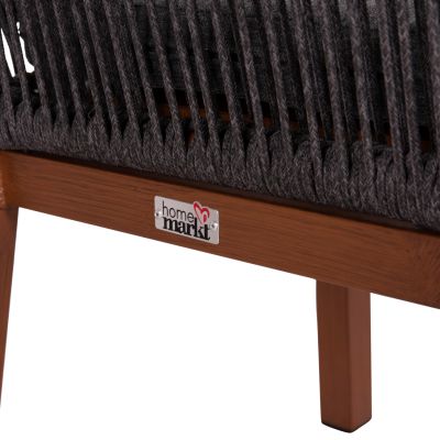 ALUMINUM DINING CHAIR HOWARD HM5547.11 BROWN COLOR--ROPE & CUSHION IN DARK GREY 55.5x60x84.5Hcm.