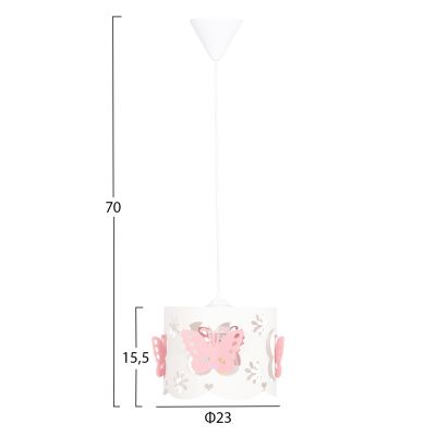 CEILING PENDANT KIDS' LAMP LEPTIR HM4705.01 METALLIC CAP IN PINK-WHITE Φ23x70Hcm.