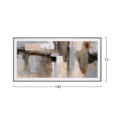 WALL PAINTING SEDIMENT HM4551 BLACK PS FRAME-CANVAS 142x4.5x72Hcm.