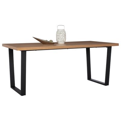 ТРАПЕЗНА МАСА ASTORIA HM9012 MDF ПЛОТ С ДЪБОВ ФУРНИР МЕТАЛНИ КРАКА РУСТИК СТИЛ 180X90X75H