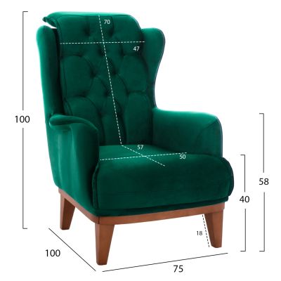 HM11745.13, BENNINGTON, 3-pcs set, cypress green velvet