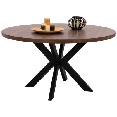 DINING TABLE ROUND SARI HM9310.02 MDF &WALNUT WOOD VENEER METAL LEGS Φ140x75Hcm.