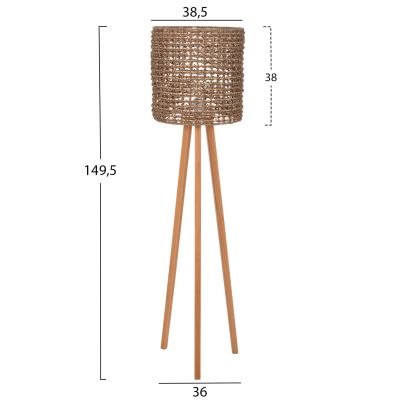 FLOOR STANDING LAMP HM4352 RUBBERWOOD-RATTAN-SEAGRASS IN NATURAL Φ36x149.5Hcm.