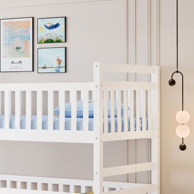 CHILDREN'S BUNKBED WITH 3 BEDS & 2 DRAWERS TRIPLON HM709.03 PINE WOOD 90x190-200cm