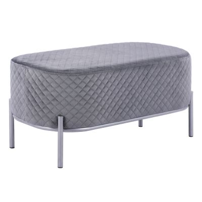 Stool Irina HM8637.01 Grey Velvet with silver base 82x42x38cm