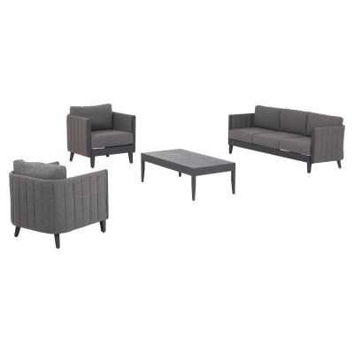 OUTDOOR LOUNGE SET 4PCS LARRY HM6188.01 DARK GREY ALUMINUM-P.E. FABRIC