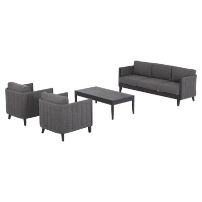 OUTDOOR LOUNGE SET 4PCS LARRY HM6188.01 DARK GREY ALUMINUM-P.E. FABRIC
