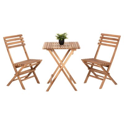 DINING SET OUTDOOR 3PCS KENDYR HM9907 SOLID TEAK WOOD-NATURAL 46x50x88,5H