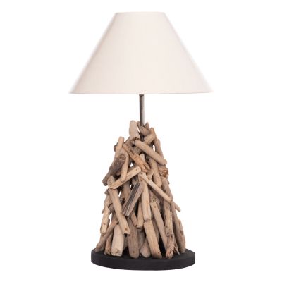 TABLE LAMP TWIGGY HM4423 DRIFTWOOD & WHITE CAP Φ35x61Hcm.