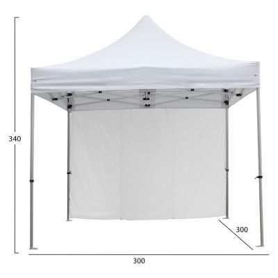 GAZEBO HEAVY DUTY WITH SIDEWALL SHADE CRESSEN HM21097 FOLDABLE-ALUMINUM SILVER FRAME-WHITE 3x3x3,4Hm