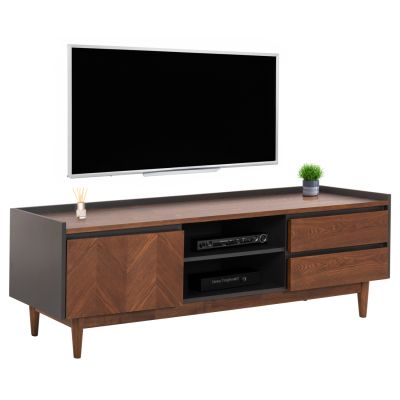 ТВ ШКАФ VEEN HM9741 MDF С ФУРНИР ОРЕХ В ЦВЯТ ОРЕХ И ТЪМНО СИВ 170x40x50Hcm