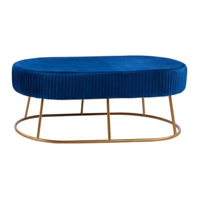 Bench Alinafe HM8635.08 from blue velvet with gold base 118x64x40,5cm