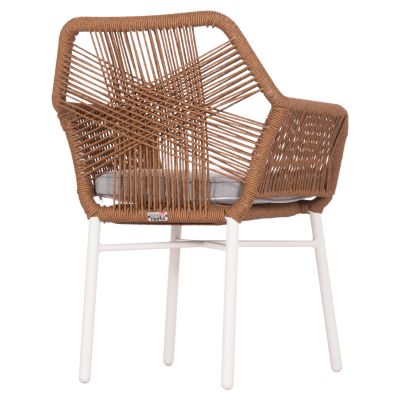 DINING ARMCHAIR TOPIN HM6048.11 ALUMINUM WHITE-P.E. RATTAN BEIGE 59x63x81Hcm