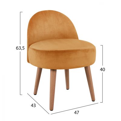 Velvet stool with back Yasmine gold HM8395.09 47x43x63,5cm