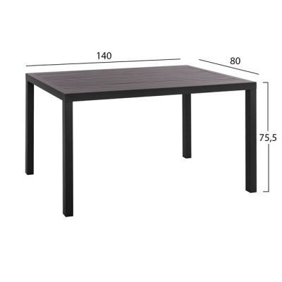 Комплект 5 части с Маса Алуминиева 140x80x75.5 & Столове Amore в сив цвят HM10534