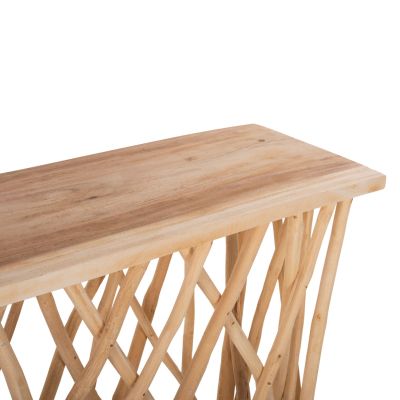 CONSOLE IN RUSTIC STYLE TEAK BRANCHES & 3cm. TABLETOP 121X36X75Hcm. HM9805