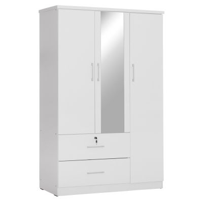 WARDROBE WITH MIRROR & SHELVES JARRY HM2485.01 MELAMINE IN WHITE 119x48x183Hcm.