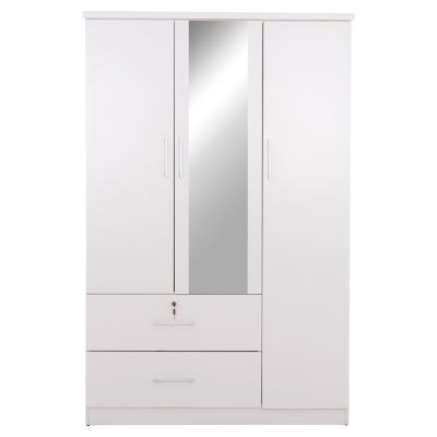 WARDROBE WITH MIRROR & SHELVES JARRY HM2485.01 MELAMINE IN WHITE 119x48x183Hcm.