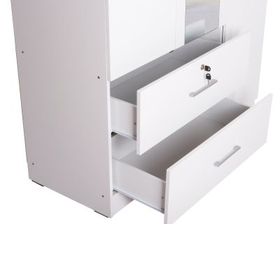 WARDROBE WITH MIRROR & SHELVES JARRY HM2485.01 MELAMINE IN WHITE 119x48x183Hcm.