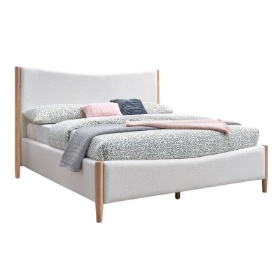 DOUBLE BED RANTUS HM683 WHITE WOOL FABRIC 212x184x120Hcm.