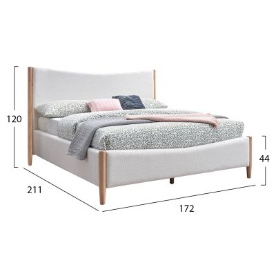 DOUBLE BED RANTUS HM683 WHITE WOOL FABRIC 212x184x120Hcm.