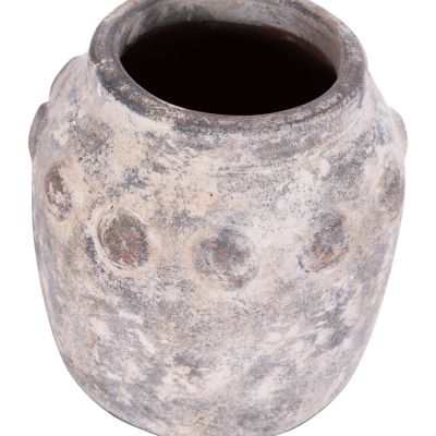 DECORATIVE TABLE VASE VERMO HM4392 TERRACOTTA IN GREY Φ20x19Hcm.
