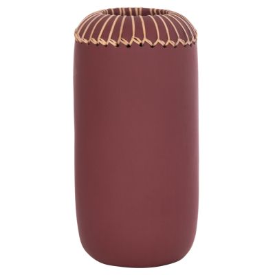 DECORATIVE TABLE VASE LENNOX HM4675.06S TERRACOTA IN MAROON RED--Φ18x33Hcm.