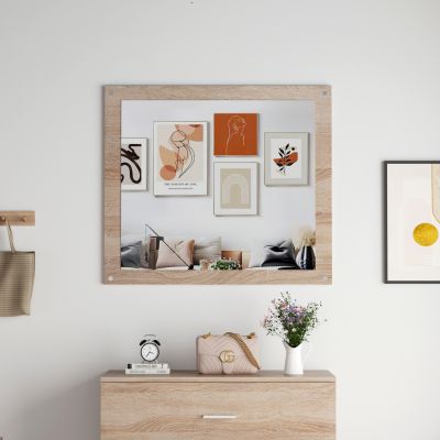WALL MIRROR HM4360 MELAMINE IN SONAMA 80x70x1.8(depth)cm.