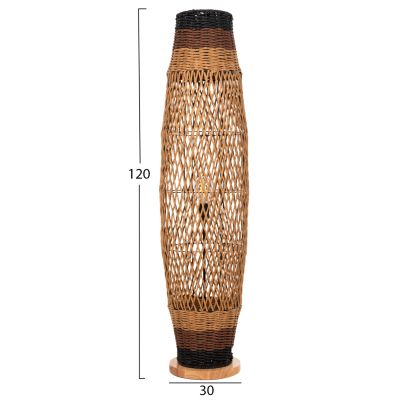FLOOR STANDING LAMP HM4343 METAL-PAPER ROPE IN SAND BEIGE-BLACK Φ30Χ120Hcm.