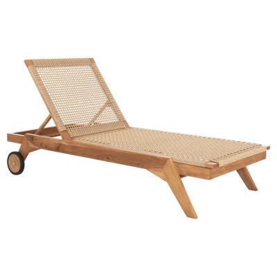 SUNLOUNGER KIKI HM6359 TEAK WOOD-P.E. ROPE WICKER 200x80x99Hcm.