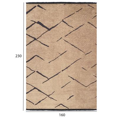 HM7674.01 160Χ230cm, light brown-black carpet with self-fringes