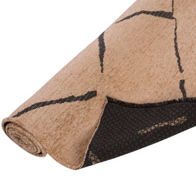 HM7674.01 160Χ230cm, light brown-black carpet with self-fringes