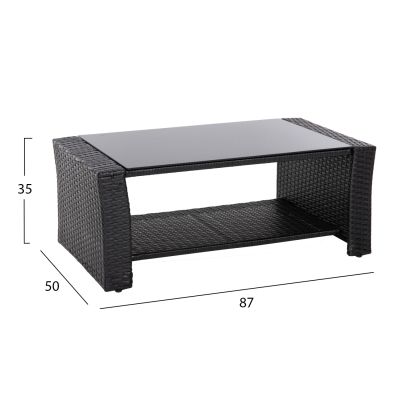 OUTDOOR LOUNGE 4PCS SET THORE HM5978 SYNTHETIC RATTAN IN BLACK-BEIGE CUSHIONS