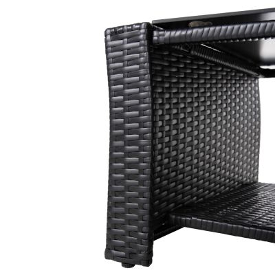 OUTDOOR LOUNGE 4PCS SET THORE HM5978 SYNTHETIC RATTAN IN BLACK-BEIGE CUSHIONS