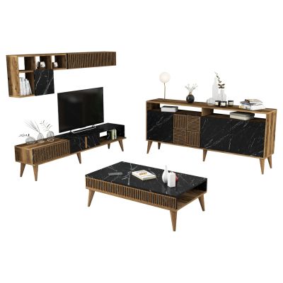 КОМПОЗИЦИЯ ЗА ХОЛ HM11845.02 3БР. ОРЕХ-ЧЕРЕН МРАМОР ВИД