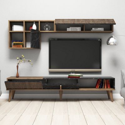 КОМПОЗИЦИЯ ЗА ХОЛ HM11845.02 3БР. ОРЕХ-ЧЕРЕН МРАМОР ВИД